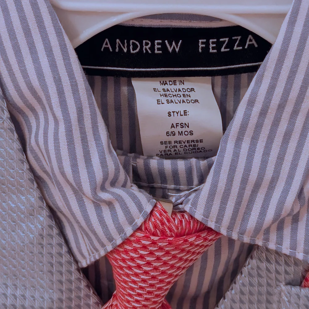 Andrew Fezza Blue and Red Kids Dress Shirt with Tie MISSING PANTS
